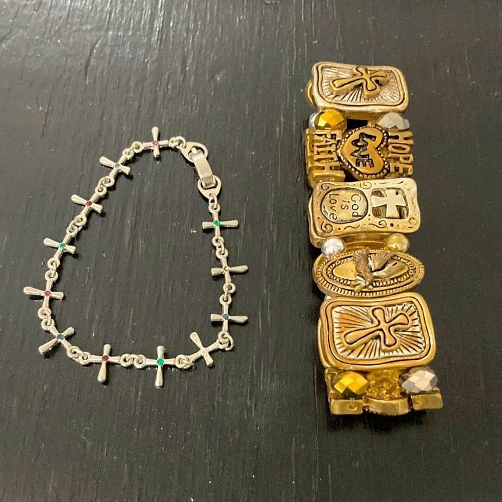 Faith Bracelets - set of 2 - Gold Toned